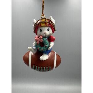 Vintage 1992 Lustre Fame Football Mouse Christmas Ornament Hanging 3”